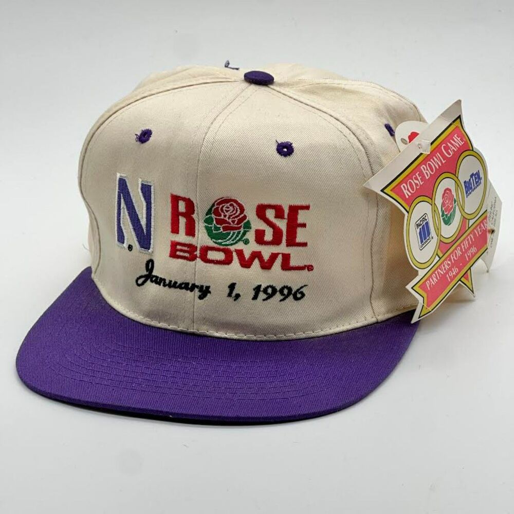 Vtg 1996 Rose Bowl New Year Hat Adjustable Snap Back Cap Embroidered Flat Bill
